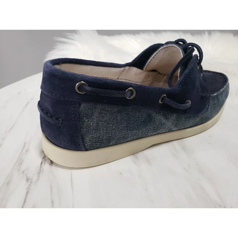 NEW Stefano Bonfiglioli Mens Suede Leather Loafer Boat Shoes Blue Size 42 US 9